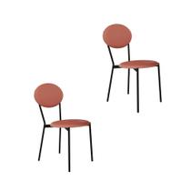 Conjunto 2 Cadeiras de Jantar Vintage Elipse Tecido Revest Sintético Est.Preta