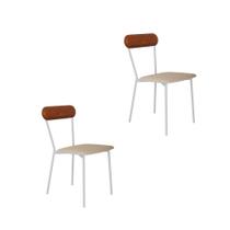 Conjunto 2 Cadeiras de Jantar Vintage Emília Tecido Mesclado Est.Branca