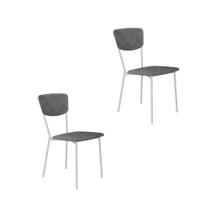 Conjunto 2 Cadeiras de Jantar Vintage Retrô Tecido Sintético Est.Branca