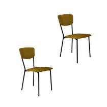 Conjunto 2 Cadeiras de Jantar Vintage Retrô Tecido Sintético Est.Preta