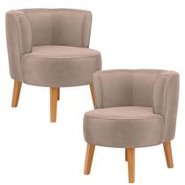 Conjunto 2 Cadeiras Decor para Recepção Estofada Macia Pés de Madeira Resistente