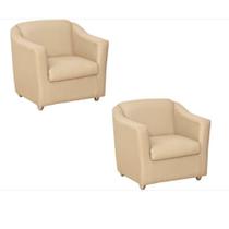 Conjunto 2 Cadeiras Decorativa Tila Pés Palito Suede Nude - Kimi Design