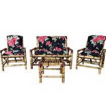 Conjunto 2 Cadeiras E Namoradeira Com Mesa De Bambu Fábrica
