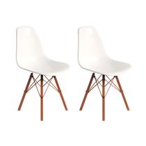 Conjunto 2 Cadeiras Eames Design Moderno Tubo de Ferro Cobre Assento Branco Conjunto 2 Cadeiras Eames Design Moderno Tubo de Ferro Cobre Assento Branco