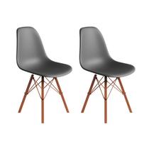 Conjunto 2 Cadeiras Eames Estilo Moderno em Ferro Cobre com Assento Cinza