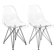 Conjunto 2 Cadeiras Eames Transparente Empório Tiffany com Base Eiffel Preto - Seatco
