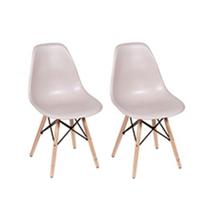 Conjunto 2 Cadeiras Eiffel Base Madeira - Bege Acinzentado