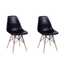 Conjunto 2 Cadeiras Eiffel Base Madeira Preto