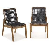 Conjunto 2 Cadeiras em Madeira e Corda Náutica sem Braço Traço Casa e Jardim Móveis Conjunto 2 Cadeiras em Madeira e Corda Náutica sem Braço Traço Casa e Jardim Móveis