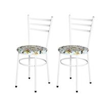 Conjunto 2 Cadeiras Epoxi Branca Para Cozinha Assento Estampado
