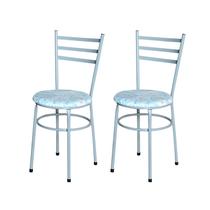 Conjunto 2 Cadeiras Epoxi Cinzas Para Cozinha Assento Estampado