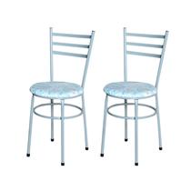 Conjunto 2 Cadeiras Epoxi Cinzas Para Cozinha Assento Estampado