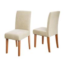 Conjunto 2 Cadeiras Estofada Sala De Jantar Trieste Dobuê Madeirado / Bege