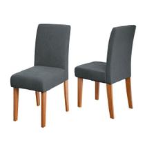 Conjunto 2 Cadeiras Estofada Sala De Jantar Trieste Dobuê Madeirado/grafite