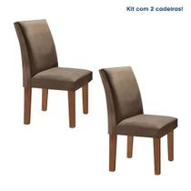 Conjunto 2 Cadeiras Estofadas Espanha Cel Móveis Cor:Chocolate/Suede Anim. Marrom