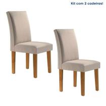 Conjunto 2 Cadeiras Estofadas Espanha Cel Móveis Cor:Ypê/Linho