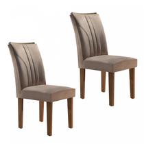 Conjunto 2 Cadeiras Estofadas Laguna Espresso Móveis Chocolate/Suede Cinza