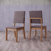 Conjunto 2 Cadeiras Estofadas Milla Henn Nature Com Marrom Amêndoa