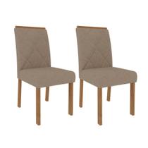 Conjunto 2 Cadeiras Fernanda Cimol em Madeira com Tecido Linho - Bege