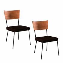 Conjunto 2 Cadeiras Grécia em Couro Preto e Metal Preto