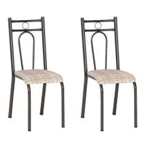 Conjunto 2 Cadeiras Hanumam Cromo Preto e Estampa Rattan