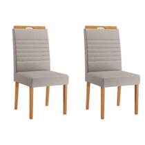 Conjunto 2 Cadeiras Horizonte Veludo Bege Pés em Madeira JCM Conjunto 2 Cadeiras Horizonte Veludo Bege Pés em Madeira JCM
