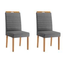 Conjunto 2 Cadeiras Horizonte Veludo Cinza Pés em Madeira JCM Conjunto 2 Cadeiras Horizonte Veludo Cinza Pés em Madeira JCM