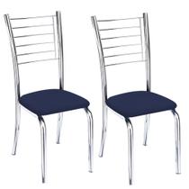 Conjunto 2 cadeiras Ipanema cromada para cozinha-Assento sintético azul-Gat Magazine