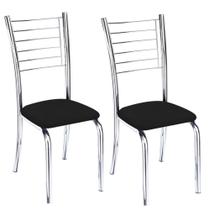 Conjunto 2 cadeiras Ipanema cromada para cozinha-Assento sintético preto-Gat Magazine