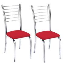 Conjunto 2 cadeiras Ipanema cromada para cozinha-Assento sintético vermelho-Gat Magazine
