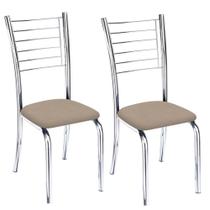 Conjunto 2 cadeiras Ipanema cromada para cozinha-suede bege-Gat Magazine