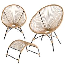 Conjunto 2 Cadeiras Kinder Acapulco com Puff Apoio para Pés para Área