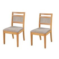 Conjunto 2 Cadeiras Luxo Caribe Madeira Maciça Amêndoa - Tecido Bouclé - Espuma D23 - Refinatto