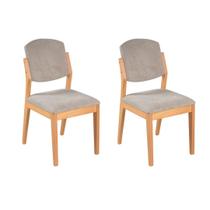 Conjunto 2 Cadeiras Luxo Isadora Madeira Maciça Amêndoa - Tecido Bouclé - Espuma D23 - Refinatto