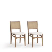 Conjunto 2 Cadeiras Madeira Maciça Encosto em Tela Assento Estofado Serena