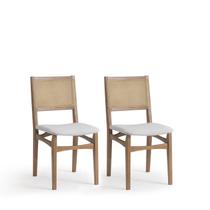 Conjunto 2 Cadeiras Madeira Maciça Encosto em Tela Assento Estofado Serena