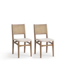 Conjunto 2 Cadeiras Madeira Maciça Encosto em Tela Assento Estofado Serena