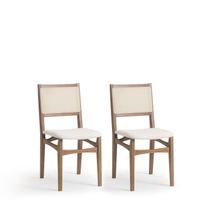 Conjunto 2 Cadeiras Madeira Maciça Encosto em Tela e Assento Estofado Serena