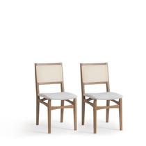 Conjunto 2 Cadeiras Madeira Maciça Encosto em Tela Natural e Assento Estofado Serena