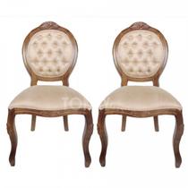 Conjunto 2 Cadeiras Medalhão Entalhadas Sem Braço - Tommy Design