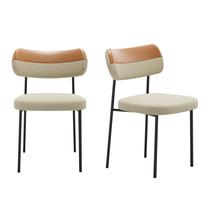 Conjunto 2 Cadeiras Mila Jantar Gourmet Linho Gengibre/whisky Aço Carbono - Mobili