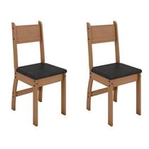 Conjunto 2 Cadeiras Milano Carvalho/Preto - Poliman Conjunto 2 Cadeiras Milano Carvalho/Preto - Poliman