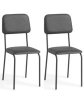 Conjunto 2 Cadeiras Nice Para Cozinha,Espaço Comercial ou Restaurante Assento Sintético Preto