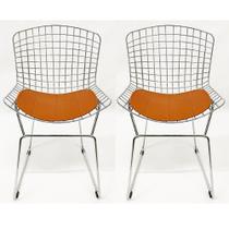 Conjunto 2 Cadeiras para cozinha Bertoia Cromada assento cor cobre aço maciço