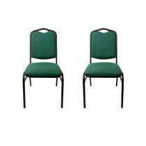 Conjunto 2 Cadeiras para Hotel Auditório Igreja Restaurante Eventos com Reforço Empilhável cor Verde