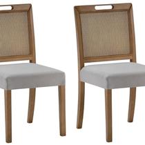 Conjunto 2 Cadeiras para Sala de Jantar Celine Marrom/Amêndoa/Cinza Conjunto 2 Cadeiras para Sala de Jantar Celine Marrom/Amêndoa/Cinza