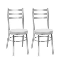 Conjunto 2 Cadeiras para Sala de Jantar Debrum Cinza/Cromado/Branco Conjunto 2 Cadeiras para Sala de Jantar Debrum Cinza/Cromado/Branco