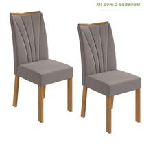 Conjunto 2 Cadeiras para Sala de Jantar Estofadas Apogeu Amêndoa Clean/Veludo Liso Capuccino