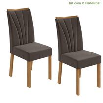 Conjunto 2 Cadeiras para Sala de Jantar Estofadas Apogeu Amêndoa Clean/Veludo Liso Marrom