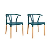 Conjunto 2 Cadeiras Polipropileno Wishbone Yescasa Verde/Escuro Conjunto 2 Cadeiras Polipropileno Wishbone Yescasa Verde/Escuro